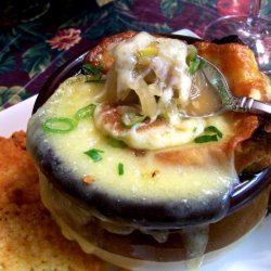 Unbelievable Onion Garlic Soup With Cheese Crisps recipe