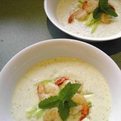 Chilled Cucumber & Yoghurt Soup With Prawns recipe