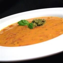 Cream of Tomato Soup with Pesto recipe