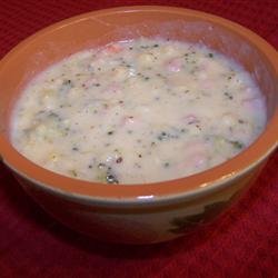 Potato, Ham, Broccoli and Cheese Soup with Baby Dumplings recipe