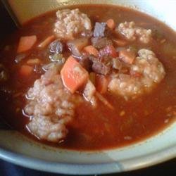 Beef and Wine Soup with Dumplings recipe