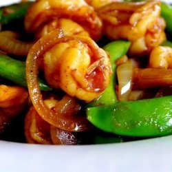 Malaysian Fried Shrimp With Sugar Snap Pea Pods recipe