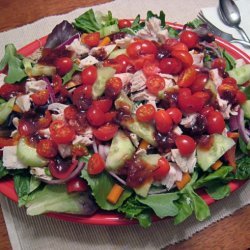Tossed Green Salad W. Chicken and Raspberry Chipotle Vinaigrette recipe