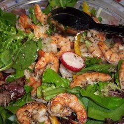 Grilled Herbed Shrimp on Mixed Greens recipe