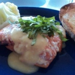 Grilled Salmon With Basil and Hollandaise Sauce recipe