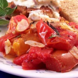Oven Roasted Tomatoes With Basil and Bacon recipe