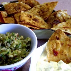 Adobo Chips With Warm Goat Cheese and Cilantro Salsa recipe