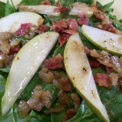 Warm Spinach and Pear Salad With Bacon Dressing recipe
