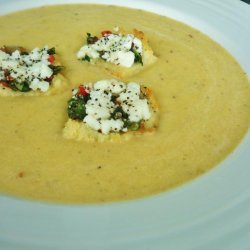 Yellow Tomato Soup With Goat Cheese Croutons recipe