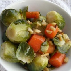 Steamed Brussels & Carrots With Tangy Maple Sauce recipe