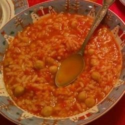 Tomato Garbanzo Soup with Rice recipe
