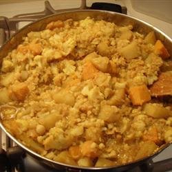 Curried Squash, Garbanzo Bean, and Potato Stew recipe