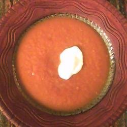 Tangy Pumpkin Soup with Green Chili Swirl recipe