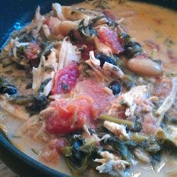 Slow Cooker Chicken Chili with Greens and Beans recipe