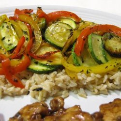 Easy Brown Rice With Peppers and Zucchini recipe
