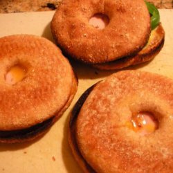 Canadian Bacon, Bagel, and Green Pepper Sandwiches recipe