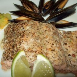 Broiled Salmon With Black Pepper and Lime Rub recipe