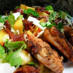 Lemon and Herb Chicken With Peach and Prosciutto Salad recipe