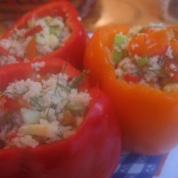 Summery Stuffed Red & Yellow Bell Peppers recipe