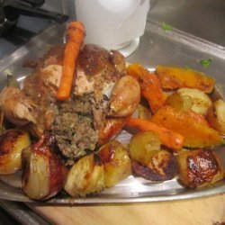 Roast Chicken With Mushroom-Onion Stuffing recipe