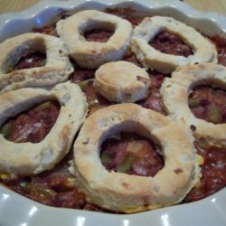 Hamburger Pie With Onion Biscuit Topper recipe
