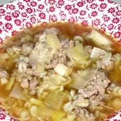 Coriander, Barley, Leek Soup recipe