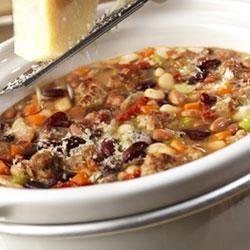 Hearty Mixed Bean Stew with Sausage recipe