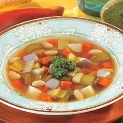 Swanson(R) Winter Vegetable Bean Soup with Pesto recipe