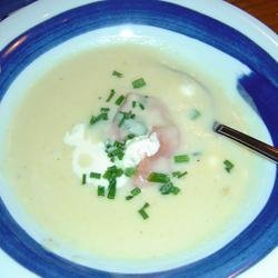 Potato Soup with Gravlax Rosettes recipe