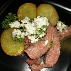 Grilled Strip Steaks and Potatoes With Blue Cheese Butter recipe