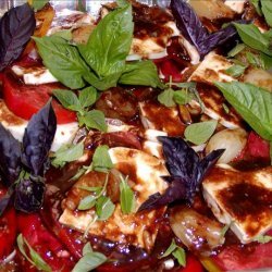 Tomatoes With Roasted Garlic, Pearl Onions and Mozzarella Cheese recipe