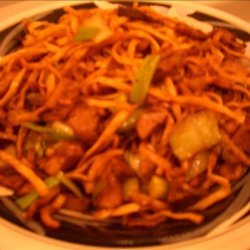 Shanghai Fried Noodles With Pork or Chicken recipe
