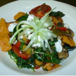 Sweet Potato Gnocchi With Goats Cheese and Wilted Salad recipe