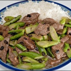 Sliced Beef With Black Beans & Chinese Broccoli on Rice recipe