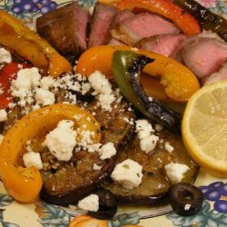Eggplant and Peppers With Feta recipe