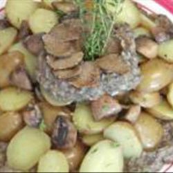 Potatoes With a Mushroom Puree &  Garnished With Truffles recipe