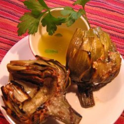 Killer Grilled Artichokes With Garlic and White Wine Butter recipe
