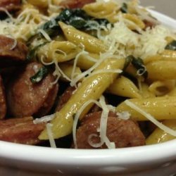 Penne With Chicken Mango Sausage and Spinach recipe