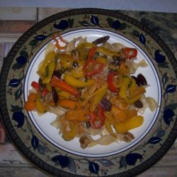Fettuccini With Sweet Peppers & Pine Nuts recipe