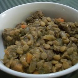 Lentils and Spicy Sausages recipe