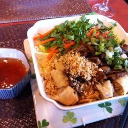 Rice Vermicelli Salad With Grilled Pork and Spring Rolls recipe