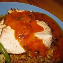 Barbecue Roast Pork With Fruity Sweet and Sour Sauce recipe