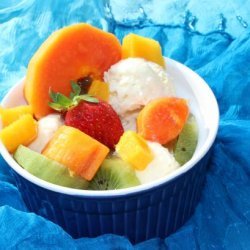 Coconut Ice Cream With Tropical Fruits recipe