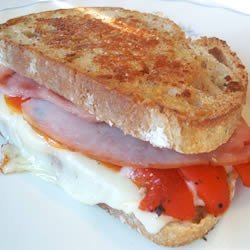 Grilled Roasted Red Pepper and Ham Sandwich recipe