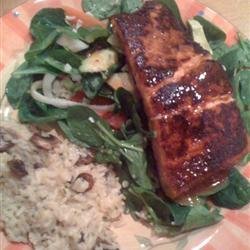 BBQ Salmon over Mixed Greens recipe