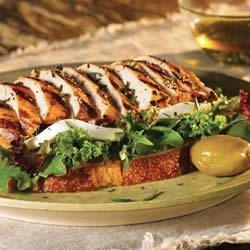 Open-Faced Grilled Tuscan Chicken Sandwiches with Fresh Mozzarella recipe