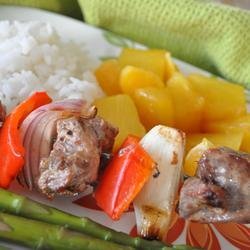 Orange Beef Kabobs with Grilled Fruit recipe
