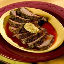 Bloody Mary Steaks with Green Olive Butter recipe