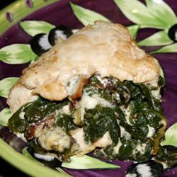 Chicken Breast Stuffed with Spinach Blue Cheese and Bacon recipe
