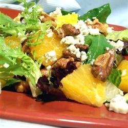 Orange, Walnut, Gorgonzola and Mixed Greens Salad with Fresh Citrus Vinaigrette recipe